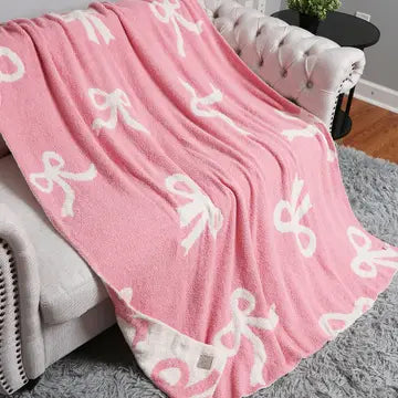 Bow Printed Cozy Soft Throw Blanket