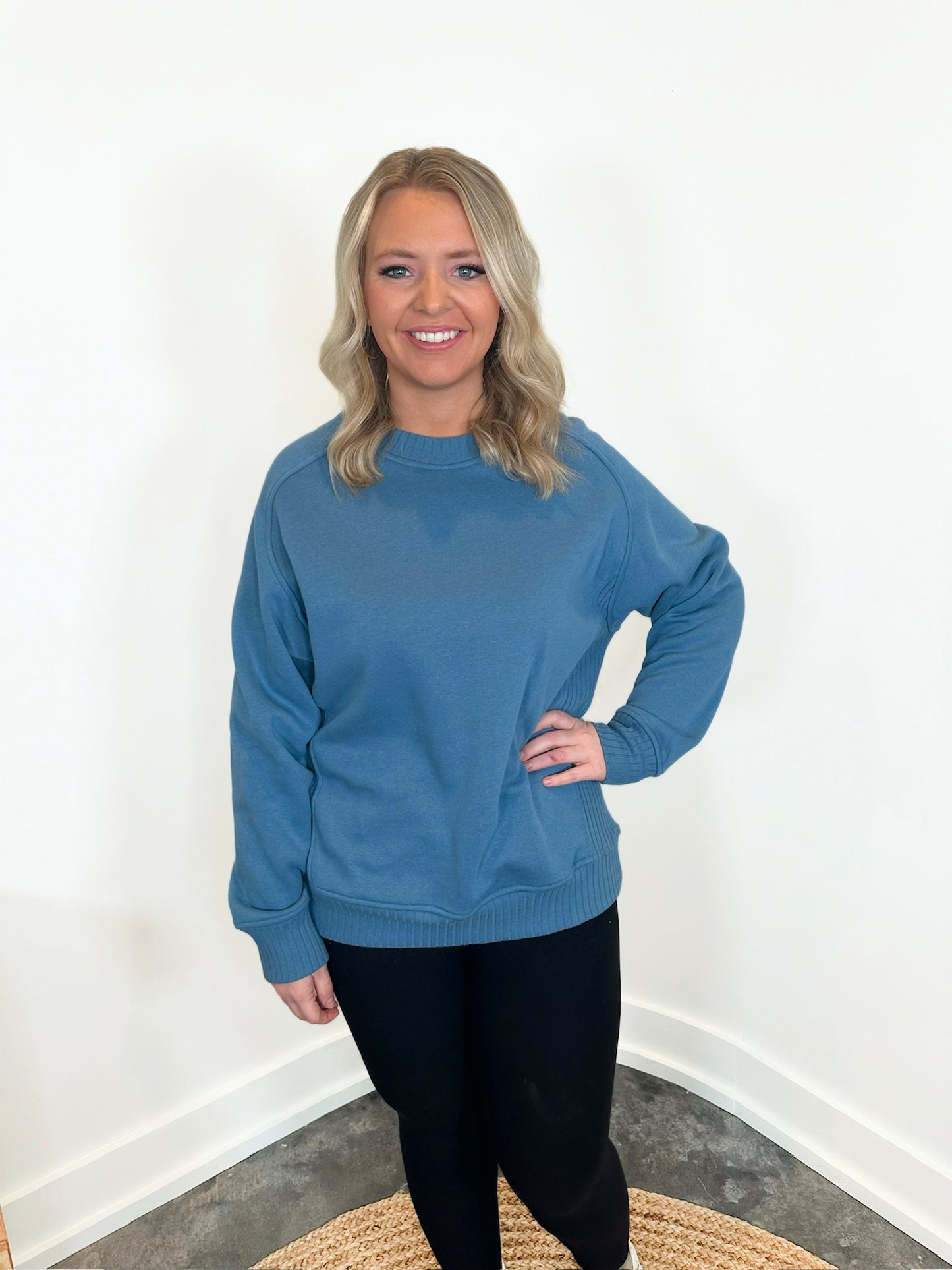 Fleece French Terry Crew Neck Sweatshirt