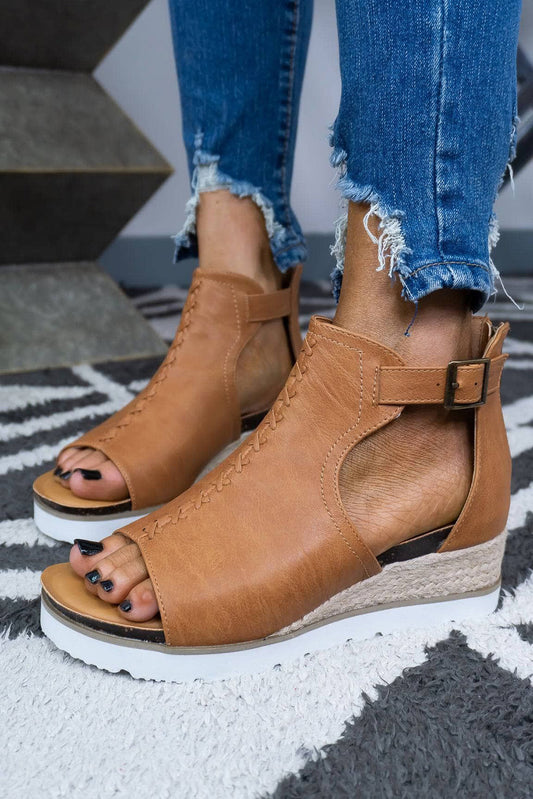 Cutout Buckle Strap Platform