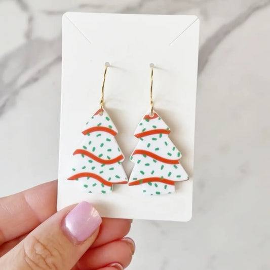 Christmas Tree Cake Drop Earrings