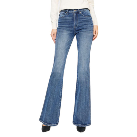 High Rise Medium Stone Wash Flare Jean