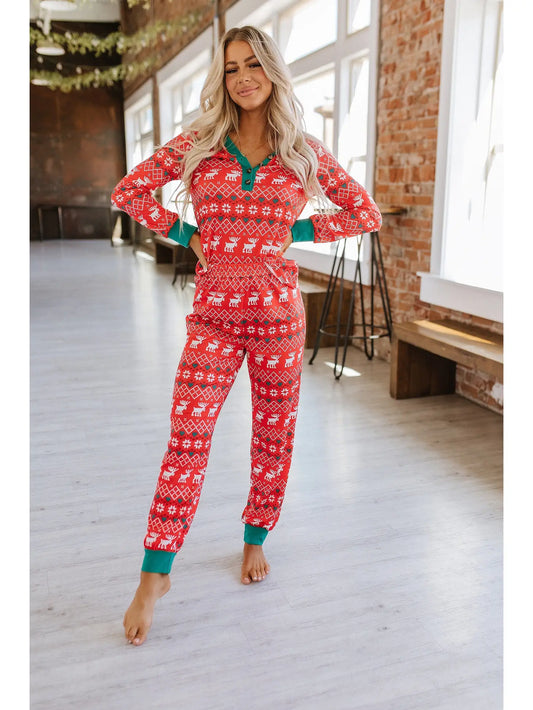 Red Nordic Christmas Pajama Set