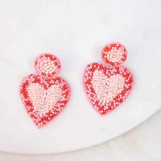 Fall In Love Heart Beaded Earrings