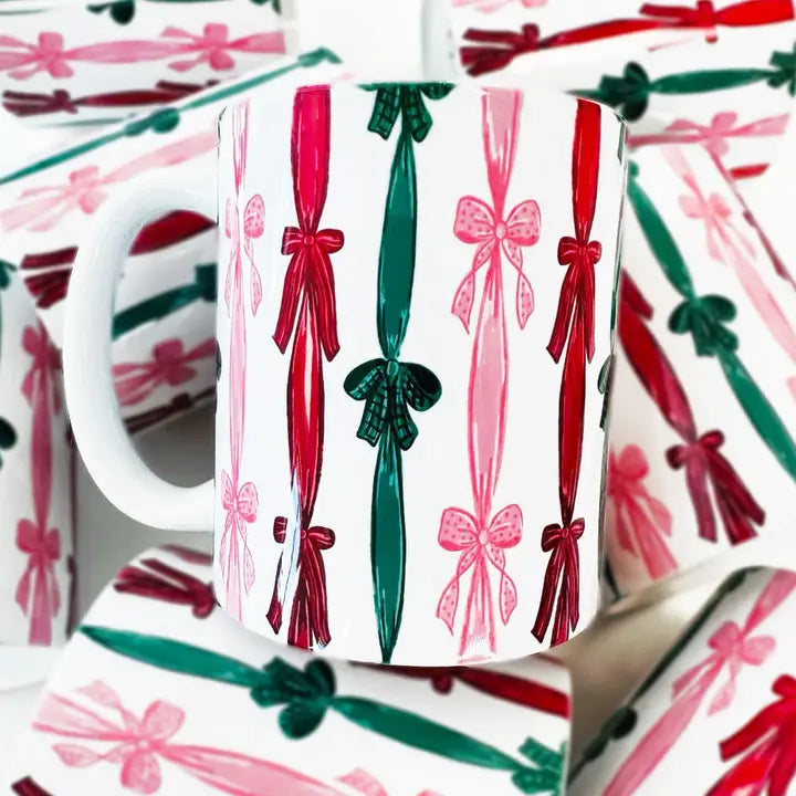 Christmas Bow Ribbon Ceramic Coffee Mug